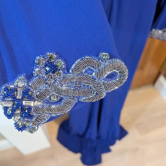 Badgley Mischka Royal Blue Long Sleeve Dress - Picture 4 of 5